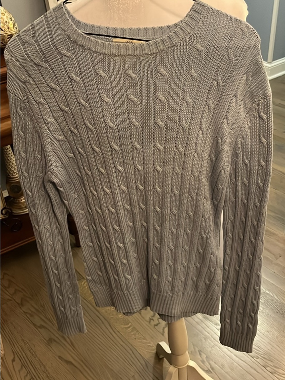 Brooks Brothers Blue Cable‑Knit Crewneck Sweater